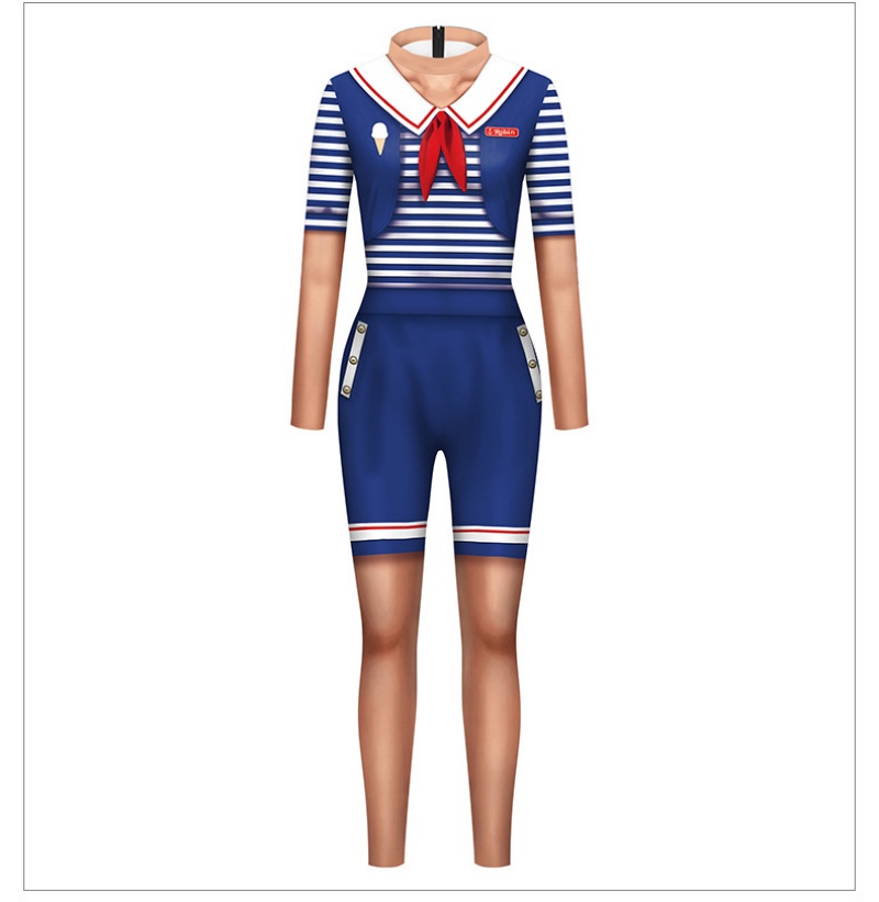 3D Printed Navy Style Cosplay Jumpsuit - Sailor Uniform Halloween Fancy Costume